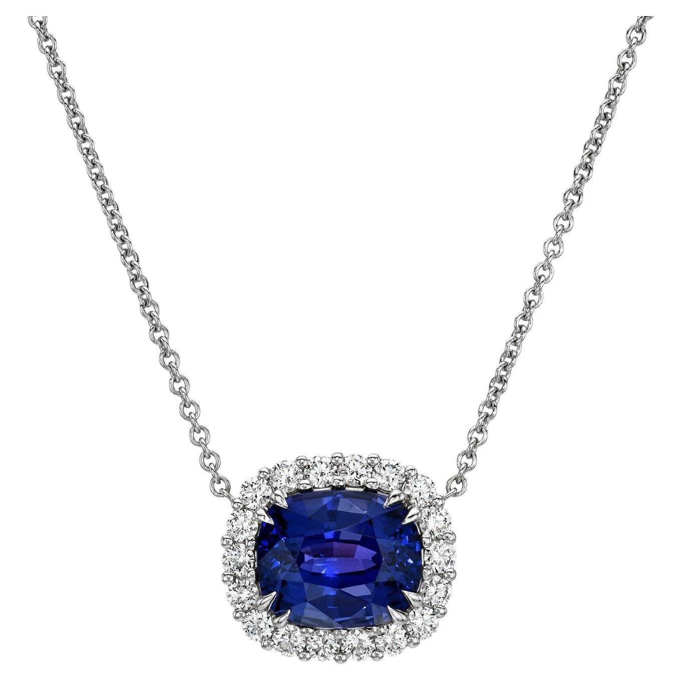 Color Change Blue Purple Sapphire Necklace 4.50 Carat Cushion Sri Lanka