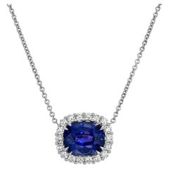 Color Change Blue Purple Sapphire Necklace 4.50 Carat Cushion Sri Lanka