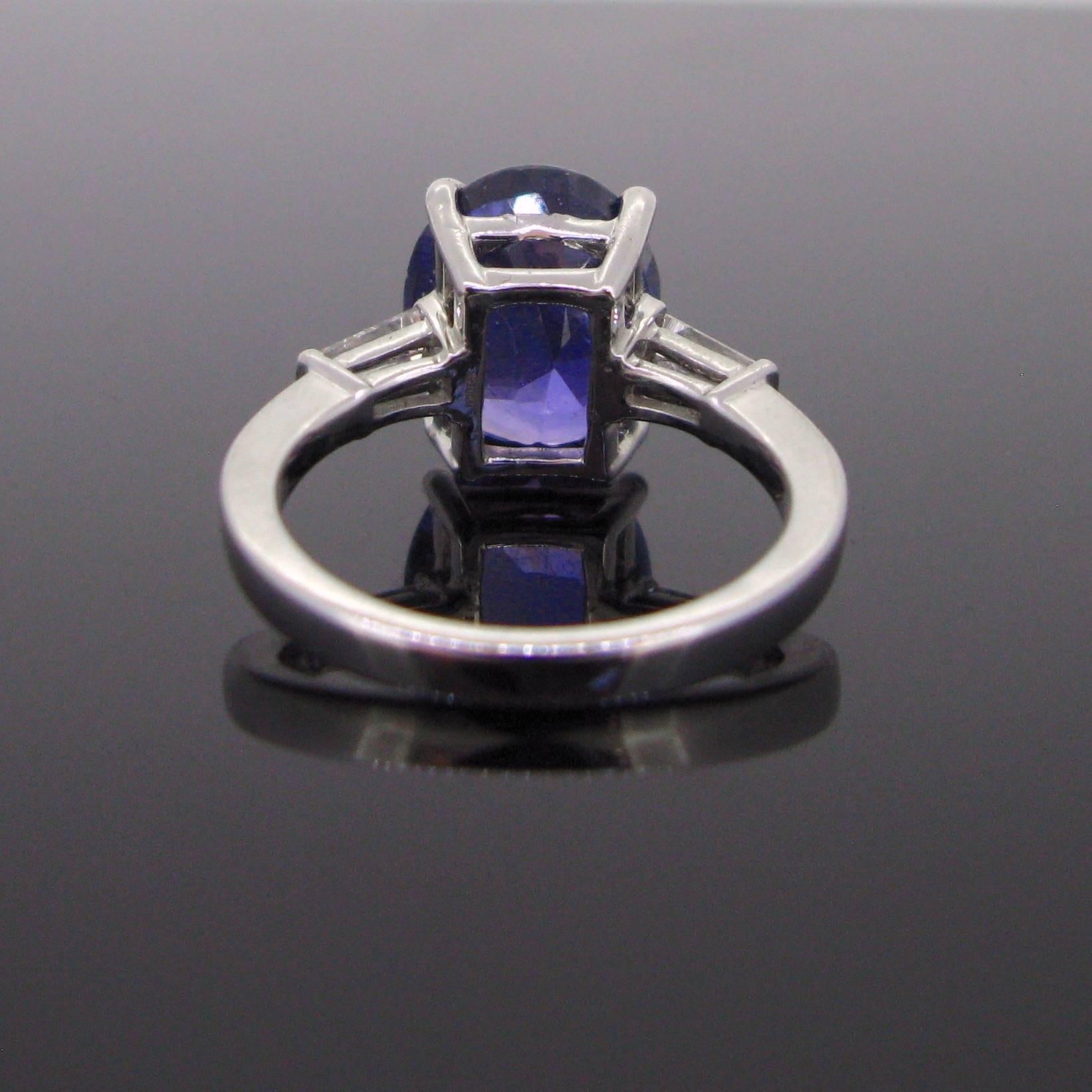 Oval Cut Color Change Sapphire and Tappers Diamonds White Gold Band Ring