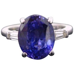 Color Change Sapphire and Tappers Diamonds White Gold Band Ring