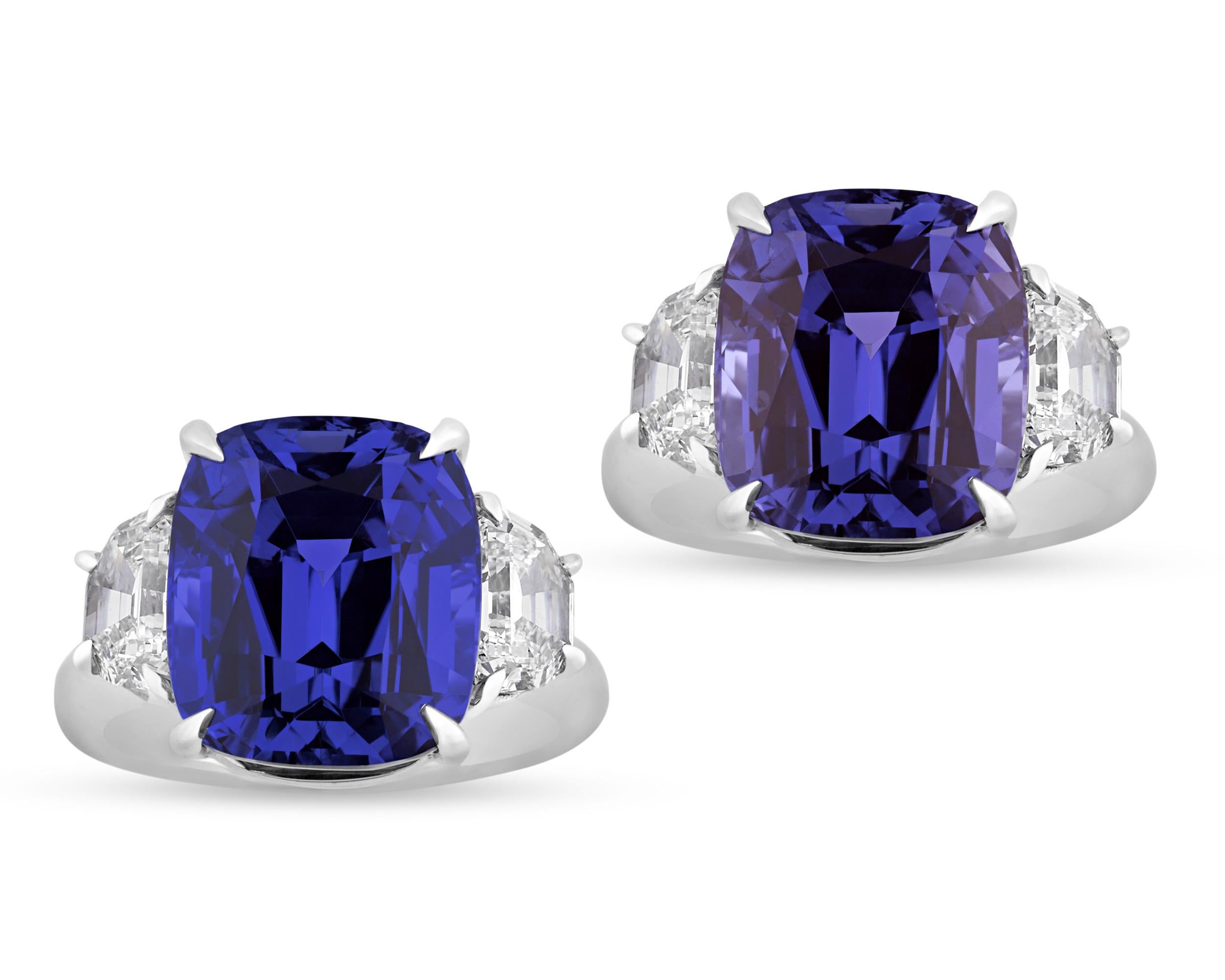 One of the most sought-after colored gemstones in the world, the color-changing sapphire possesses the rare ability to change color depending on the light. Weighing 12.40 carats, this example of the coveted gem is certified as an untreated
