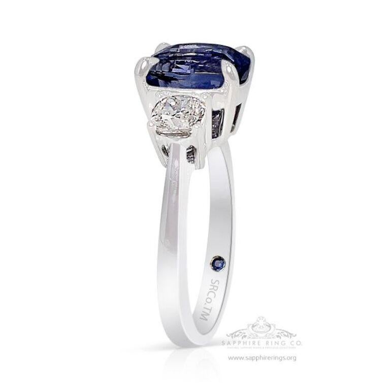 Oval Cut Color Change Sapphire Ring, 4.06ct Unheated 3 Stone Platinum Ring GIA Cerftified For Sale