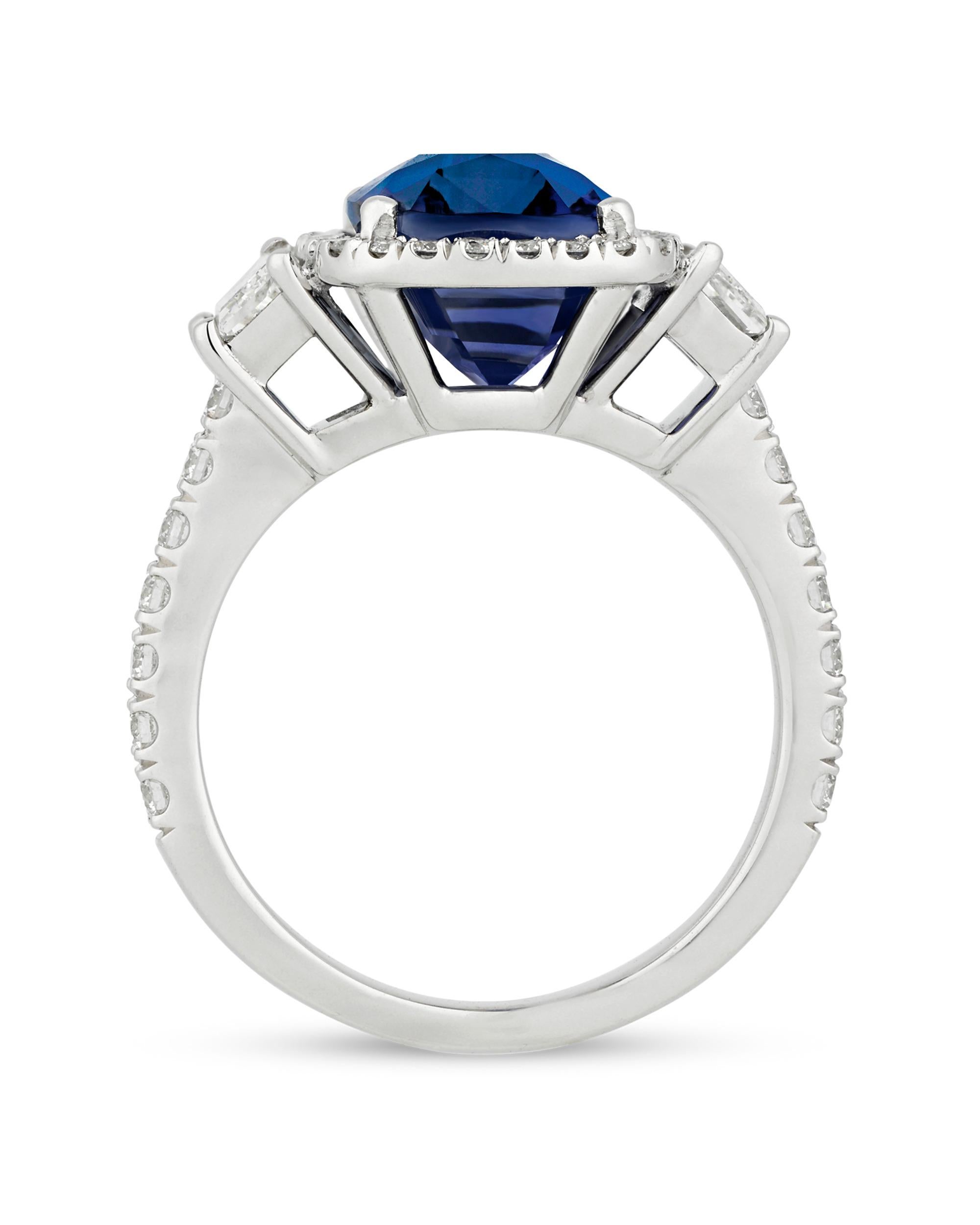 Modern Color-Change Sapphire Ring, 6.59 Carat