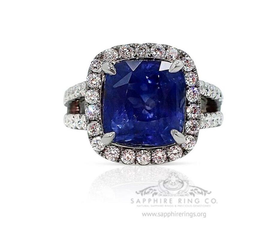 Color Change Sapphire Ring, 7.64 Carat Untreated Sapphire Platinum GIA Certified For Sale 2
