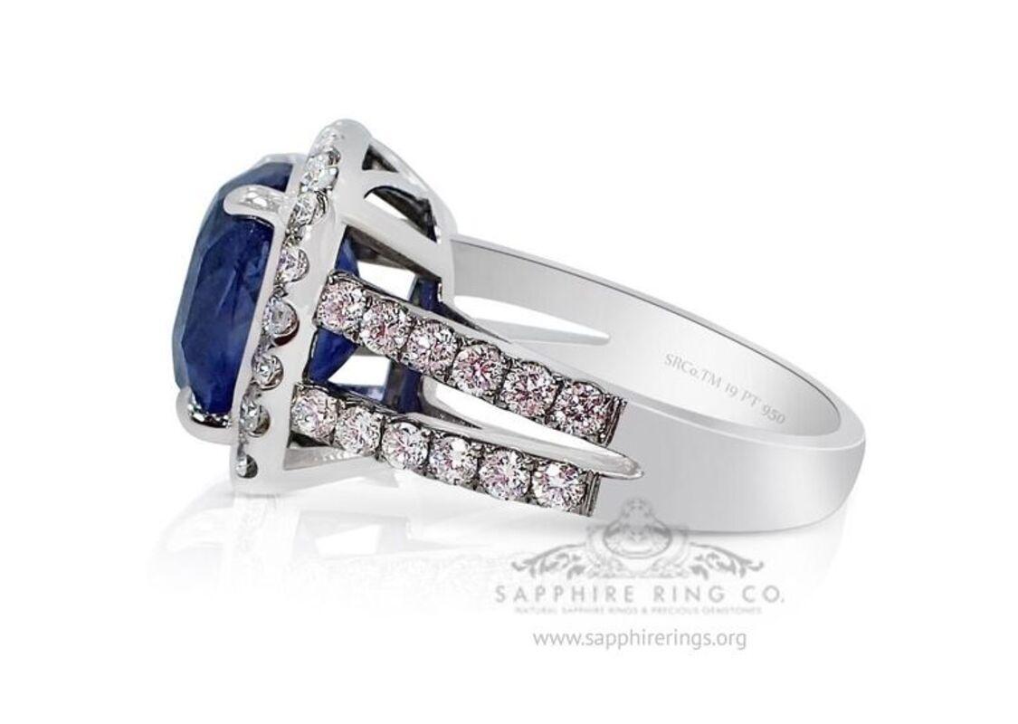 Color Change Sapphire Ring, 7.64 Carat Untreated Sapphire Platinum GIA Certified For Sale 3