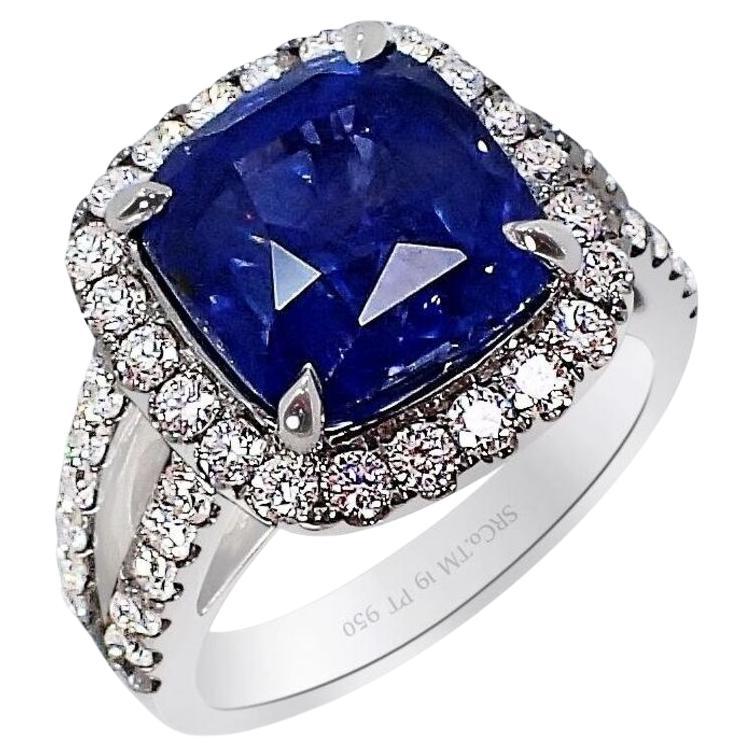 Color Change Sapphire Ring, 7.64 Carat Untreated Sapphire Platinum GIA Certified For Sale