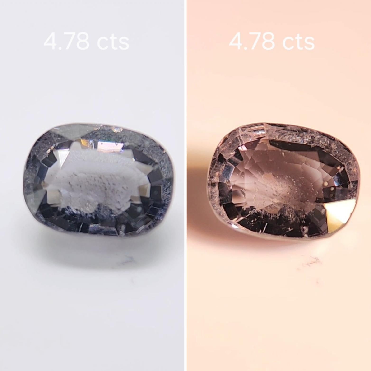 Questo grazioso spinello rosa violaceo  Taglio a cuscino, peso 4.78  La sua forma si presta a una varietà di possibilità, ma sarebbe un bellissimo anello a tre pietre! Misura 10.0 x 8.0 x 5.8  millimetri, è pulito, brillante e ben sfaccettato, con