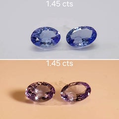 Natural Sky Blue Spinel Pair, 1.45ct Oval Cut, Central Asia, Untreated