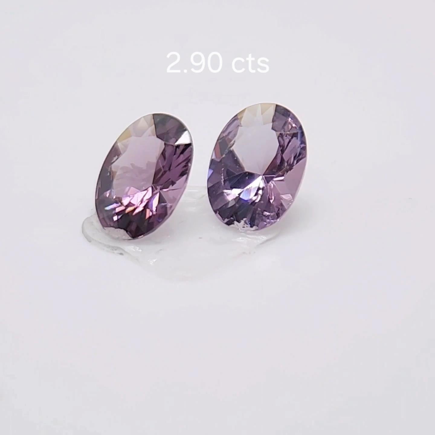 PAIO DI SPINEL A CAMBIAMENTO DI COLORE 2,90 carati. in vendita 3