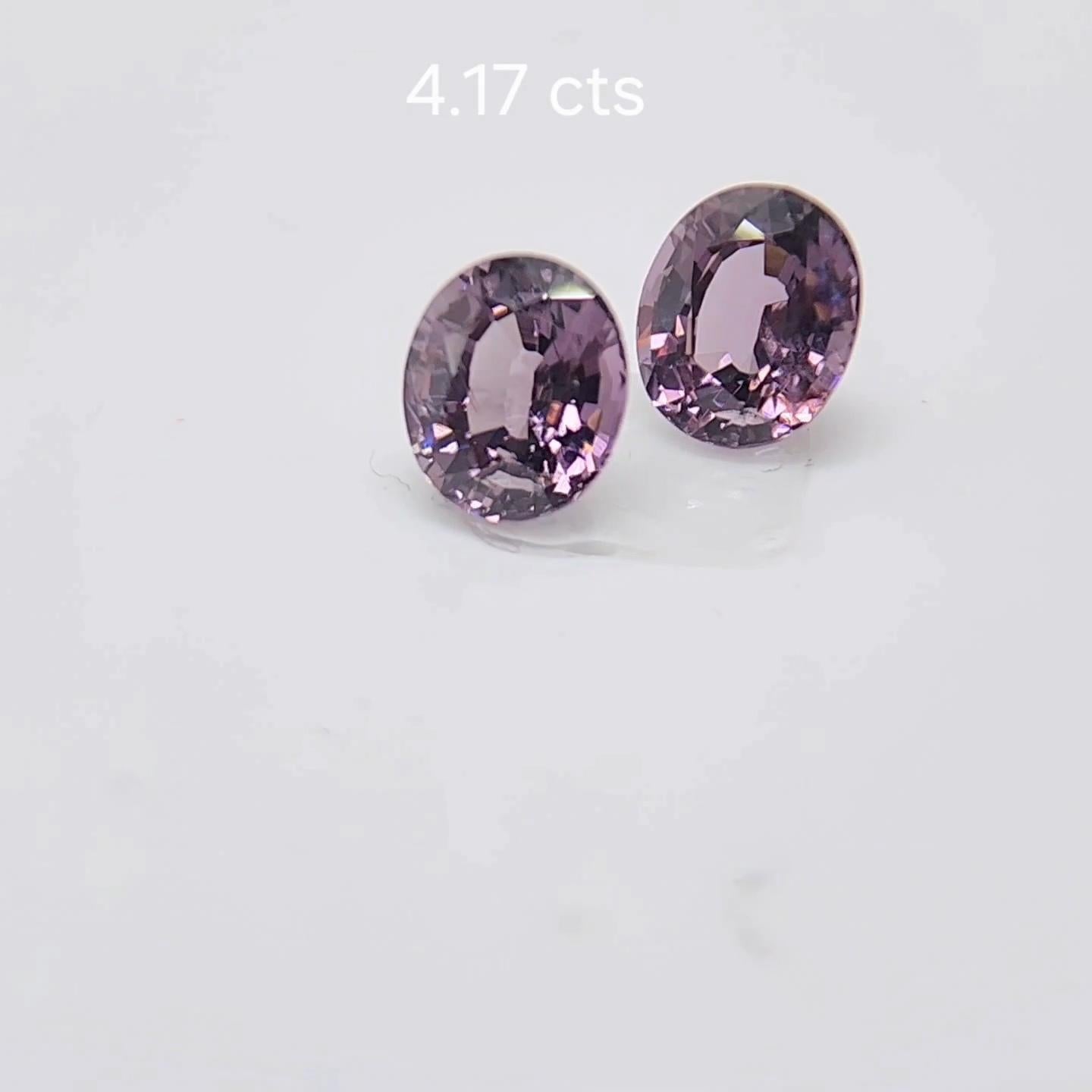 PAIO DI SPINEL DIVERSI DI COLORE 4.17 carati. in vendita 3