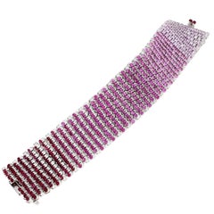 Ruby, Pink Sapphire and Diamond Ombre' Mesh Tennis Bracelet