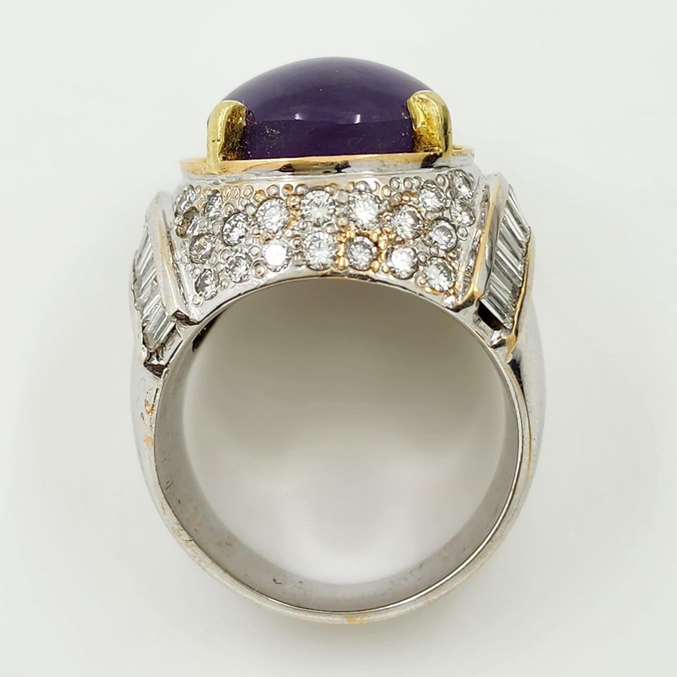 19.03Ct Color-changing Violet Star Sapphire and Diamond in 18K White Gold In New Condition In Hong Kong, HK