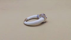 Color Enamelled White Gold Diamond 0.19K and Blue Sapphire 0.10K Cockatail Ring