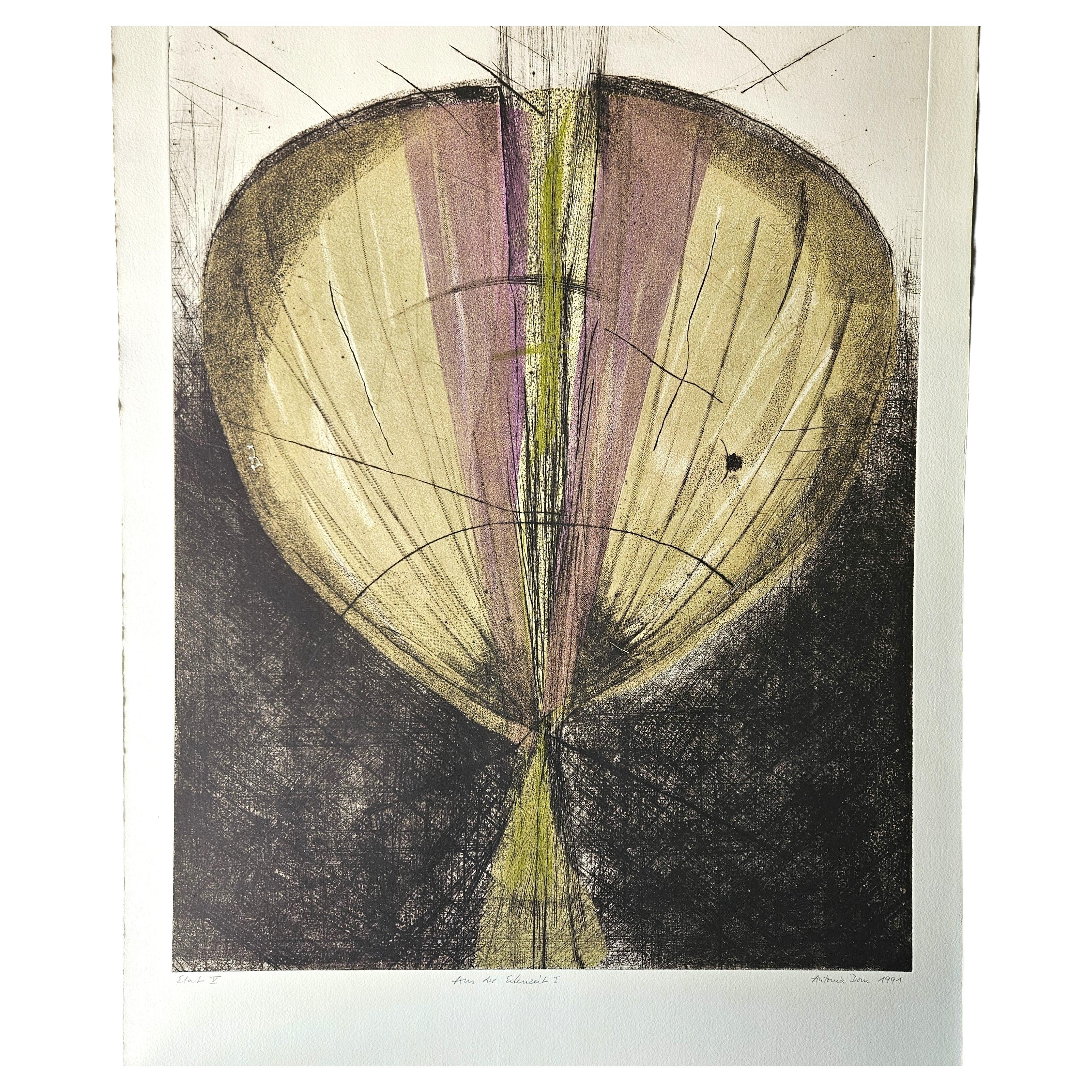 Gravure en couleur  Antonia Dombrowsky 1991-  Gravure en couleur - papier Bütten fait à la main