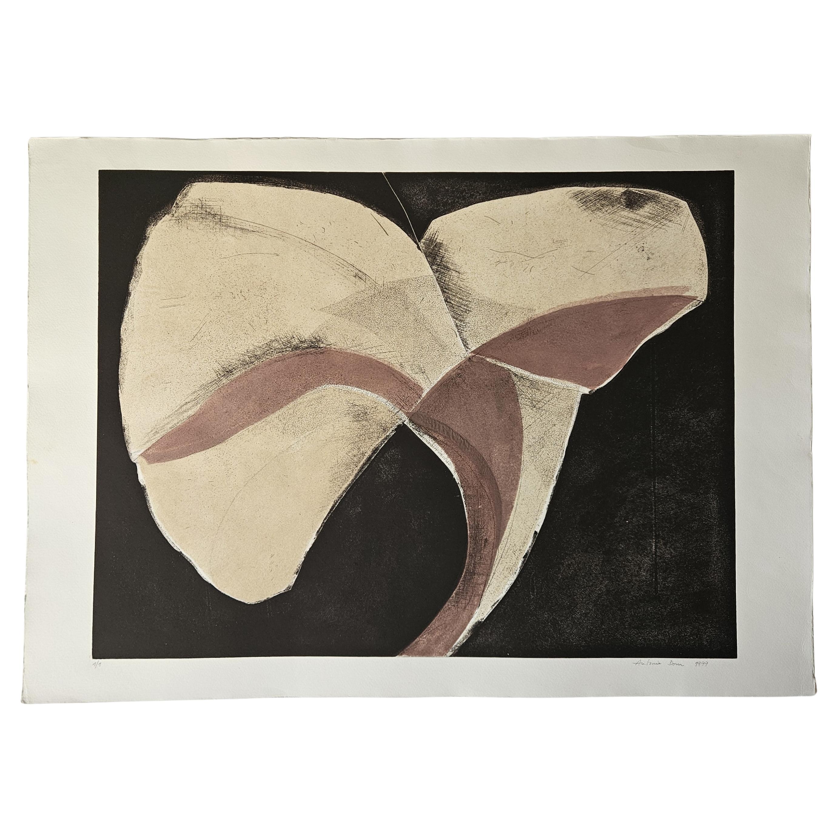 Farbradierung  Antonia Dombrowsky 1999 - Farbstich handgeschöpftes Bütten-Papier