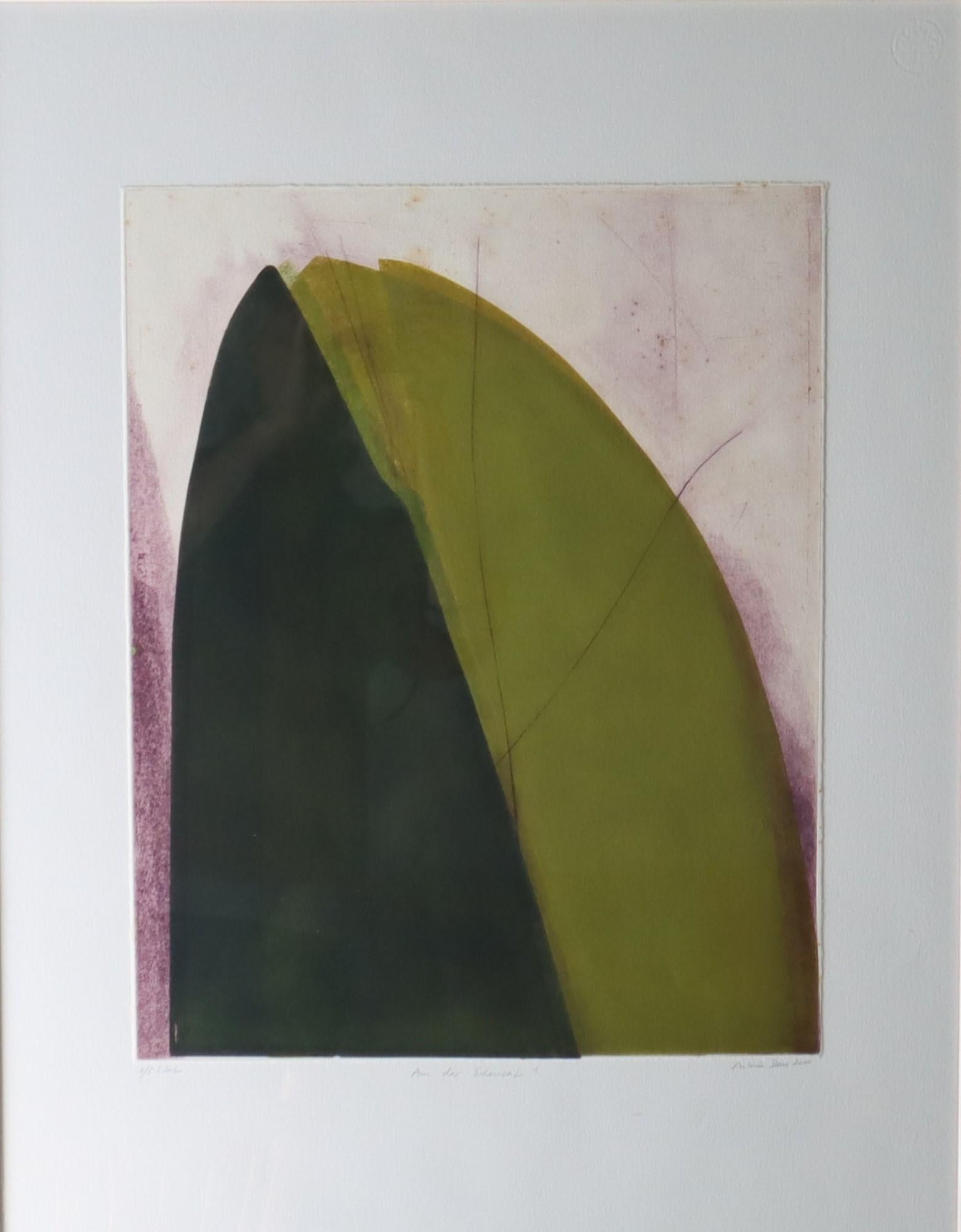 Künstlerin Antonia Dombrowsky 
Farbradierung - 
Etat  1/5    2000

Dimension Druck 
Höhe 50 cm / 19,68 Zoll
Breite  40 cm / 15.74  Zoll

Biographie des Künstlers
1935 Geboren in Düsseldorf  
1953-57 Studium der Pädagogik in Köln
1958-63 reiste er