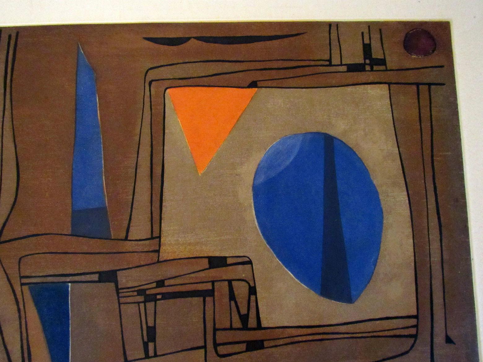 Mid-Century Modern Color Etching by Gustave Singier 