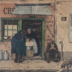 Color Etching By T. F. Simon “From The Latin Quarter” Signed & Numbered c1930