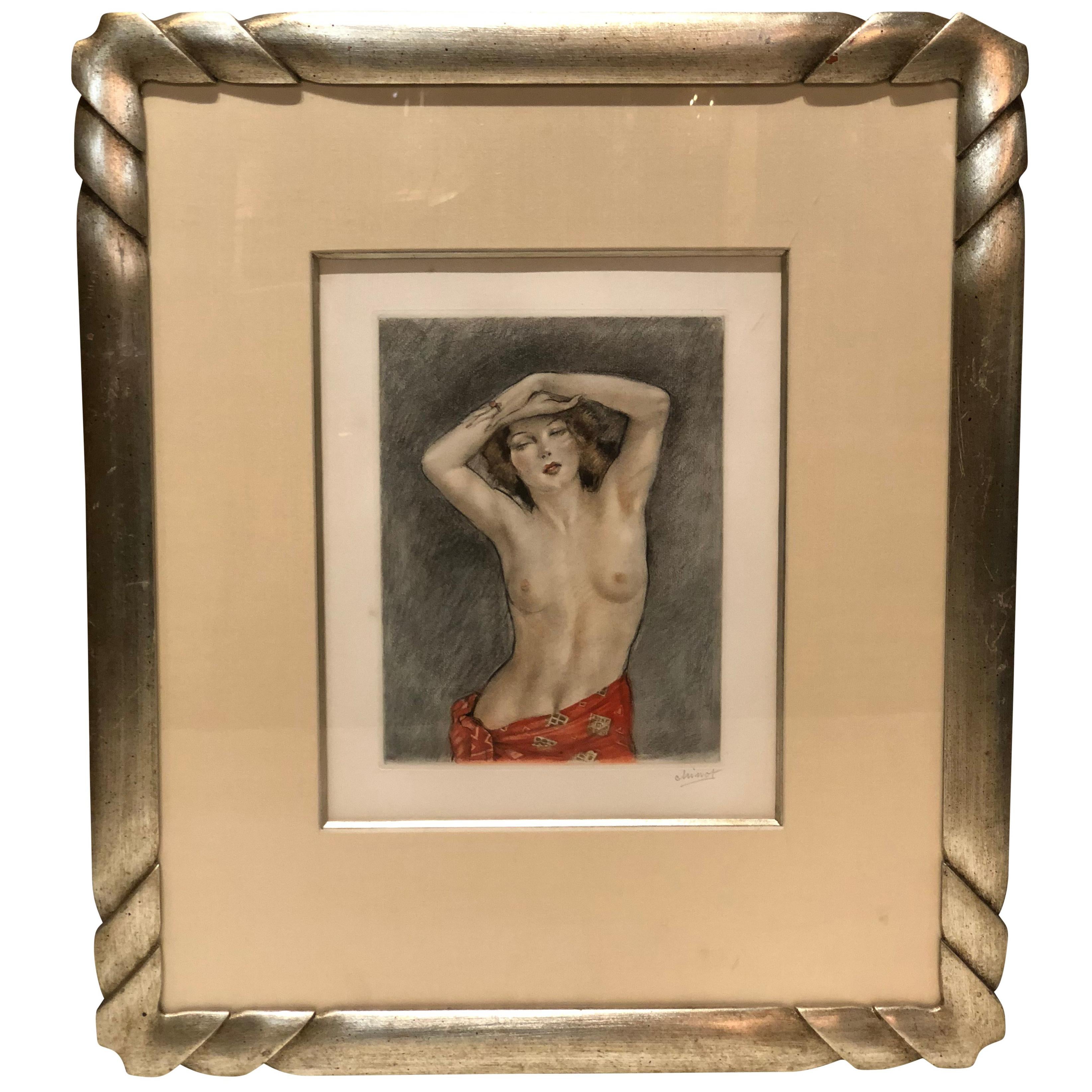 Color Etching Nude Titled "Phoebe", circa 1928 Signed in Pencil