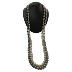 Color Gradient Strand of Gold, White South Sea Pearls & Black, Grey Tahitian