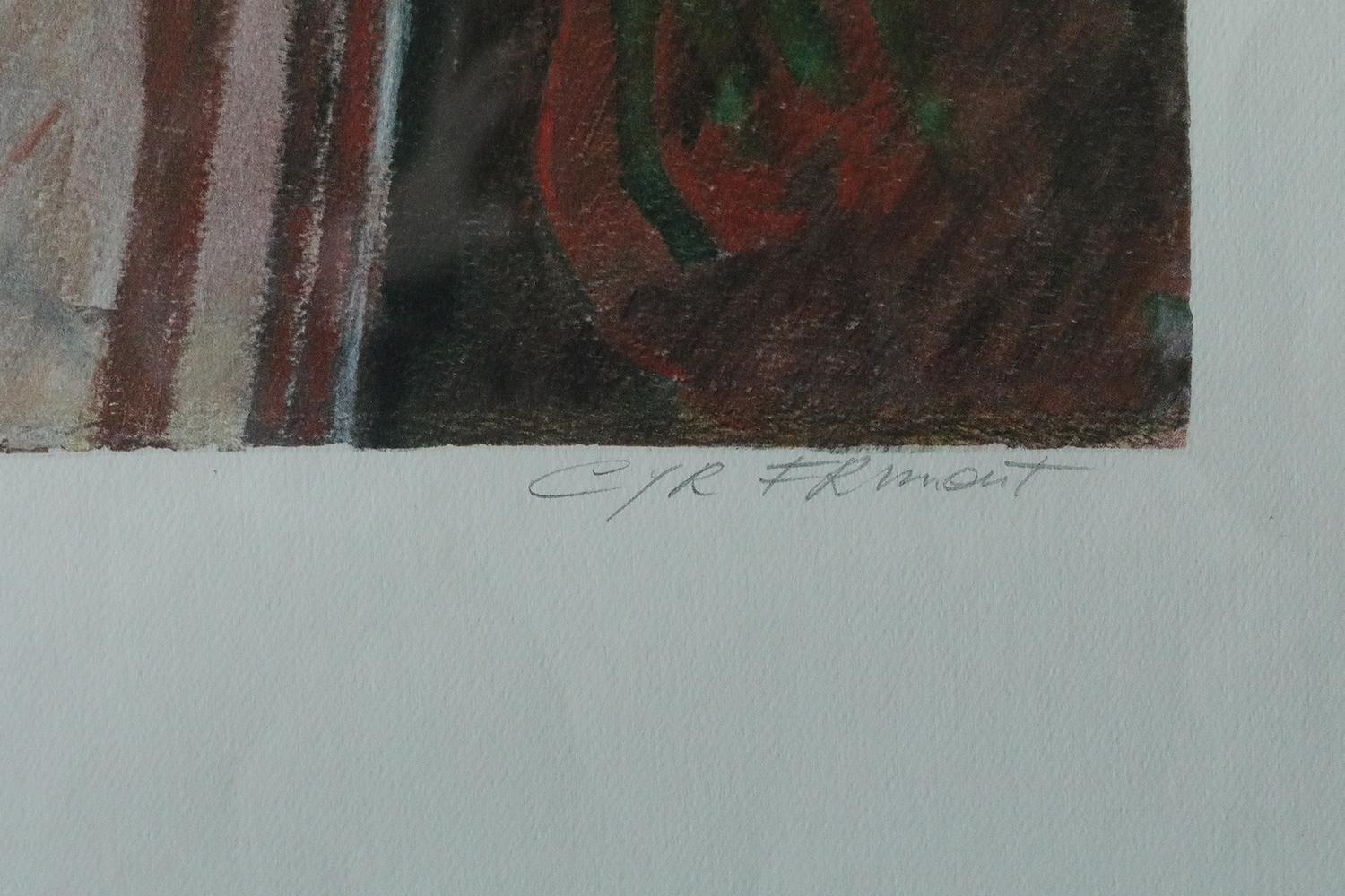 Farblithographie von Cyr Frimout, Mann mit zwei Köpfen, gerahmt (Ende des 20. Jahrhunderts) im Angebot