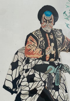 Color Lithograph of Japanese Kabuki Theater Figure, Pencil Signed and Numbered