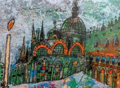 Litografia a colori, Théo Tobiasse, una luce su Piazza San Marco, XX secolo