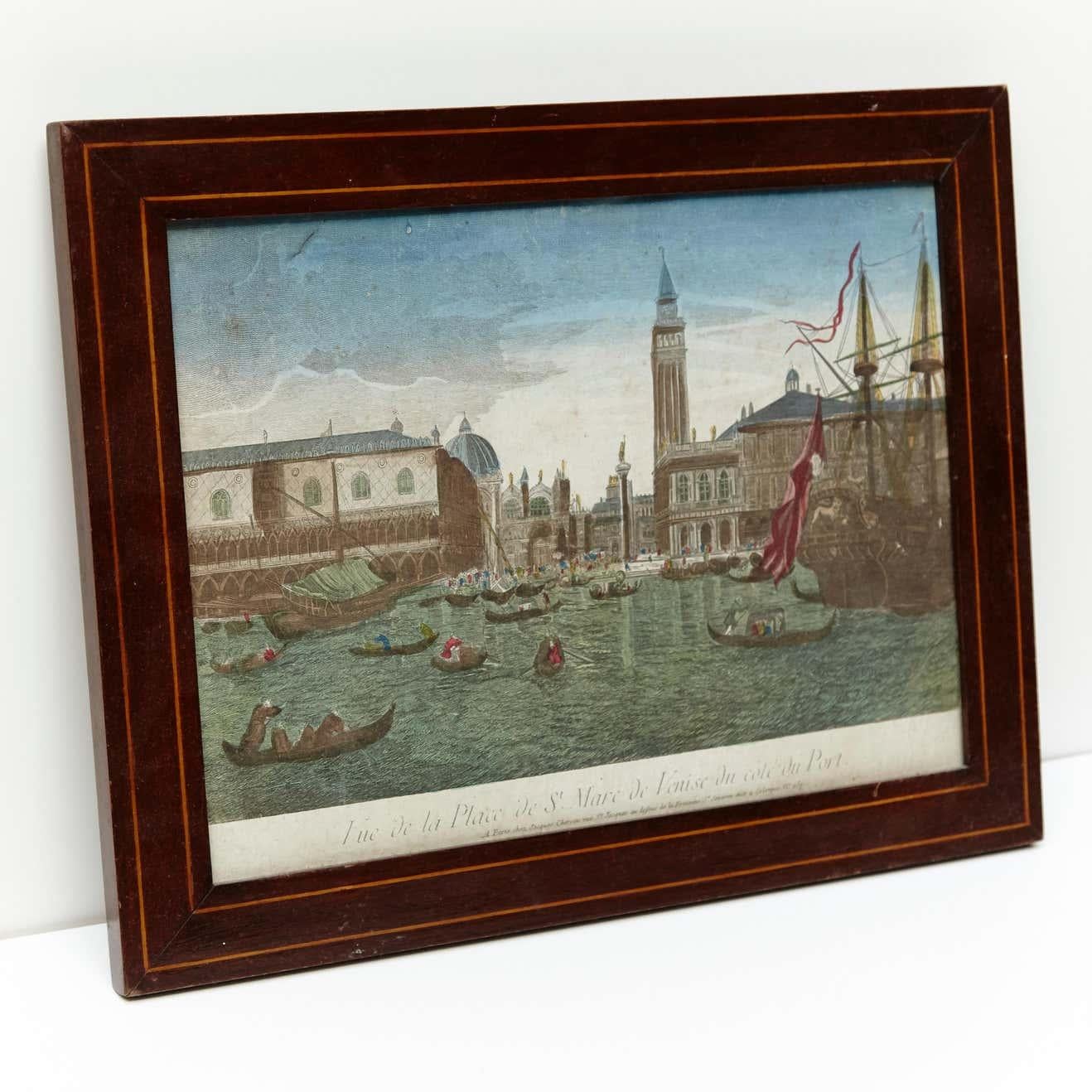 Color lithography of Venice, 18th century
Printed by Jacques Chereu.

The frame doesn’t has a glass.
 