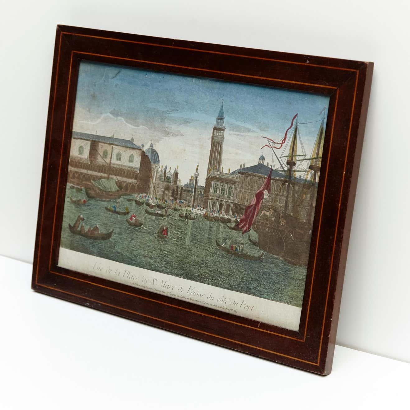 Neoclassical Color Lithography of Venice, 18th Century For Sale