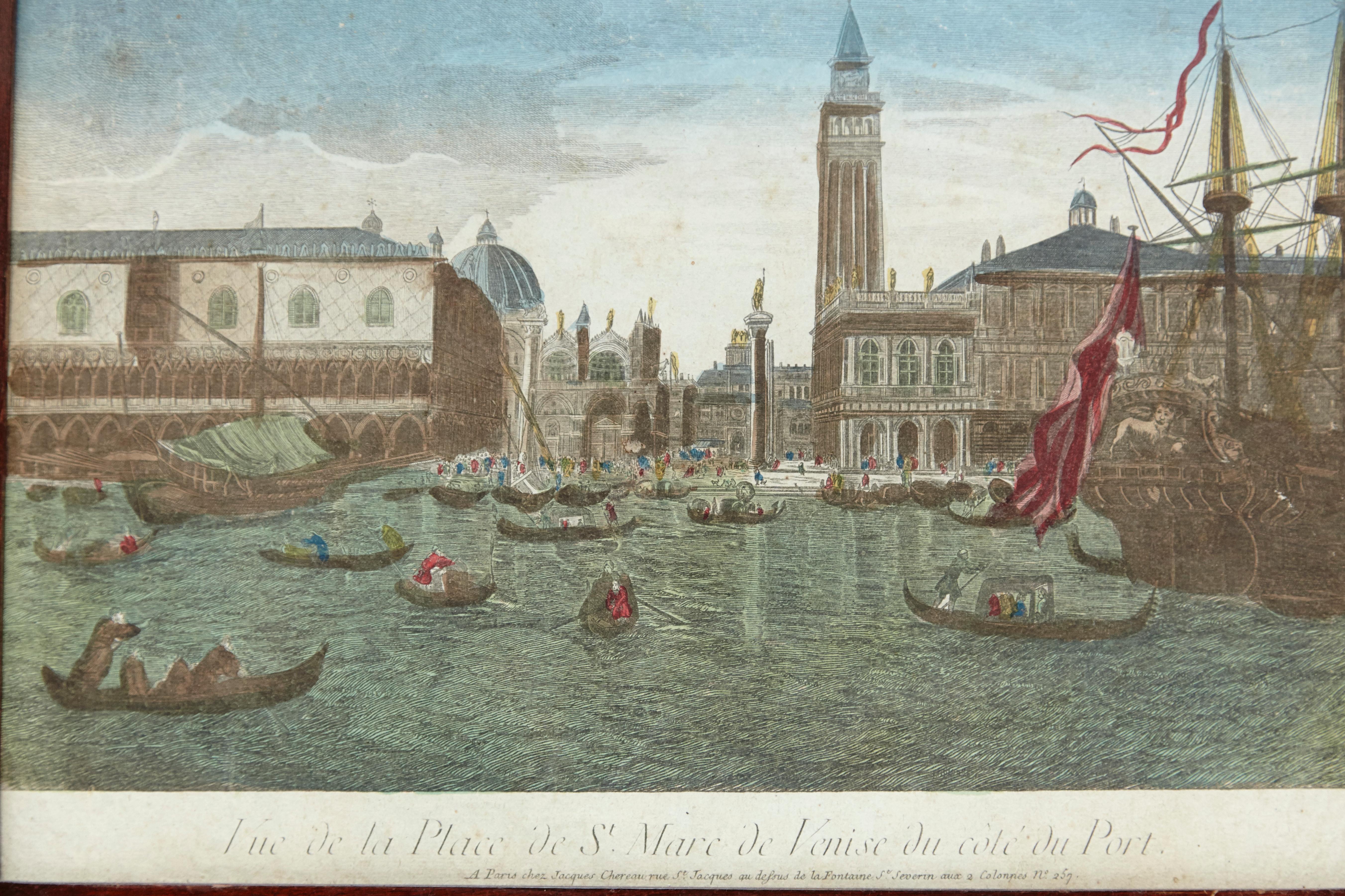 French Color Lithography of Venice, 18th Century