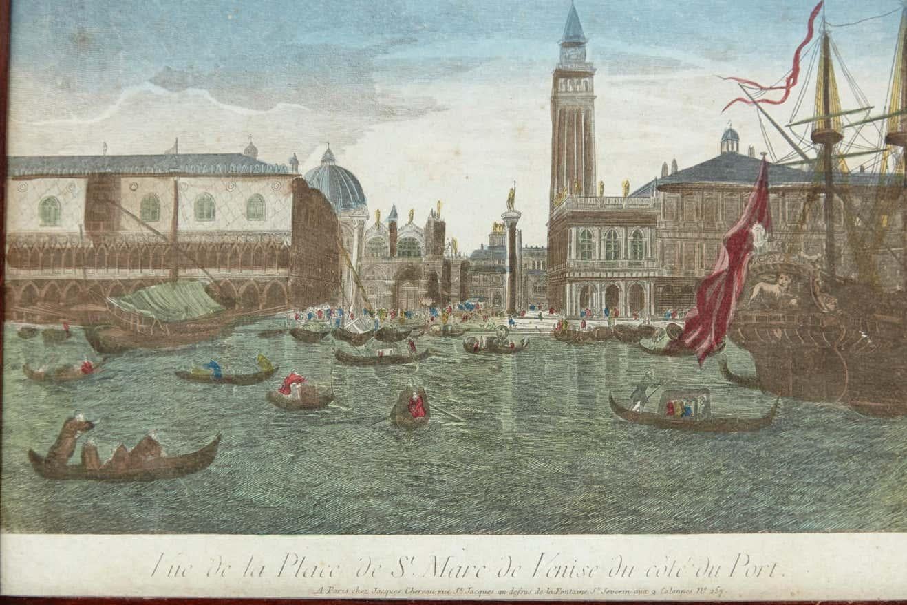 French Color Lithography of Venice, 18th Century For Sale