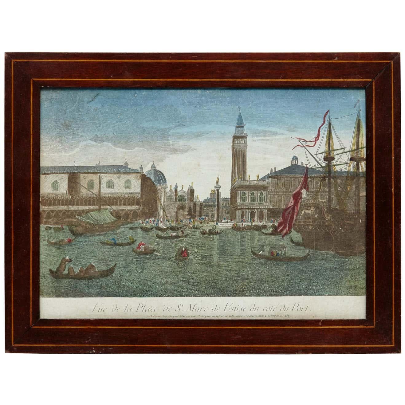 Color Lithography of Venice, 18th Century For Sale 1