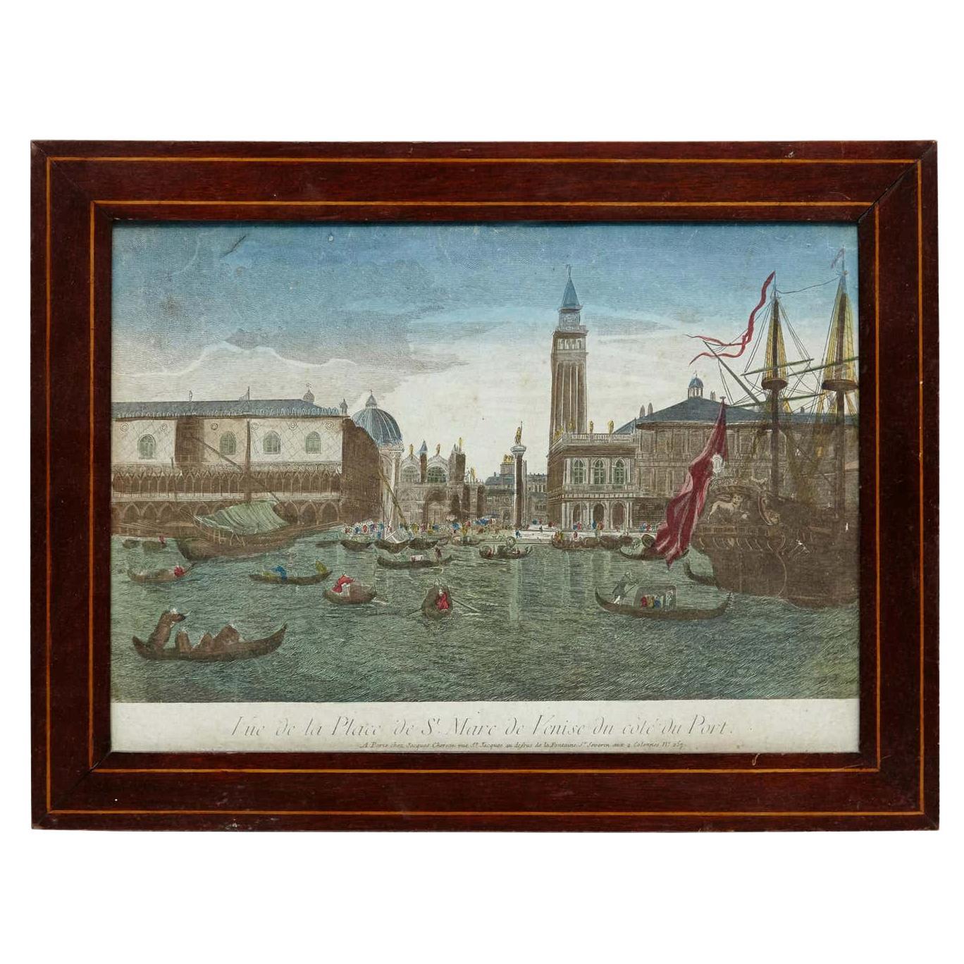 Color Lithography of Venice, 18th Century For Sale