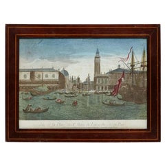 Lithographie en couleur de Venise, 18e sicle