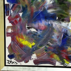 "Color My World" Pittura astratta acrilica su tela con cornice Andrew Andrews Plum