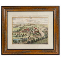 Color Print of an English Estate in a Wooden Frame
