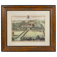 Color Print of an English Estate in a Wooden Frame