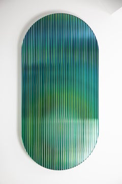 Color Shift Reflective glass wall Panel Small, Trichroic Emerald, by Rive Roshan