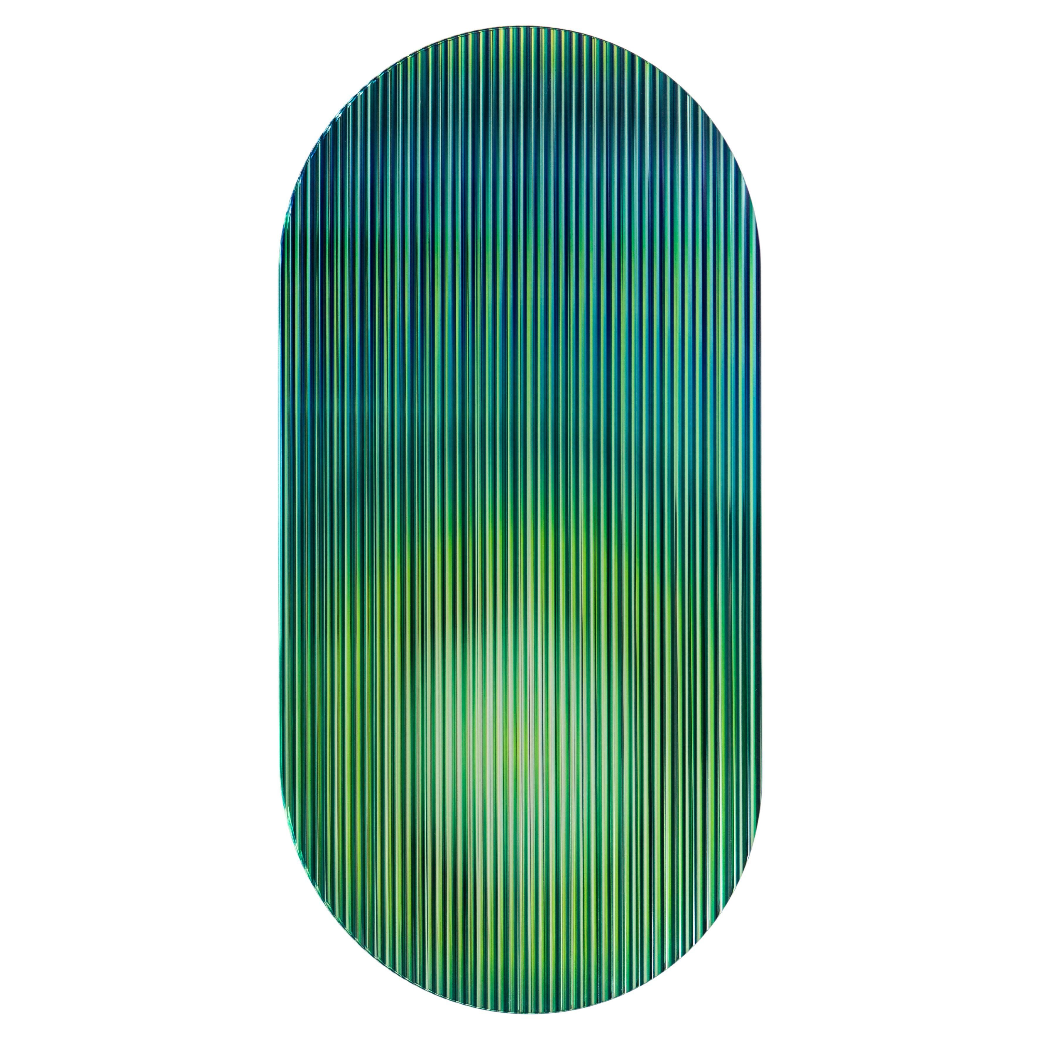 Color Shift Reflective glass wall Panel Small, Trichroic Emerald, by Rive Roshan