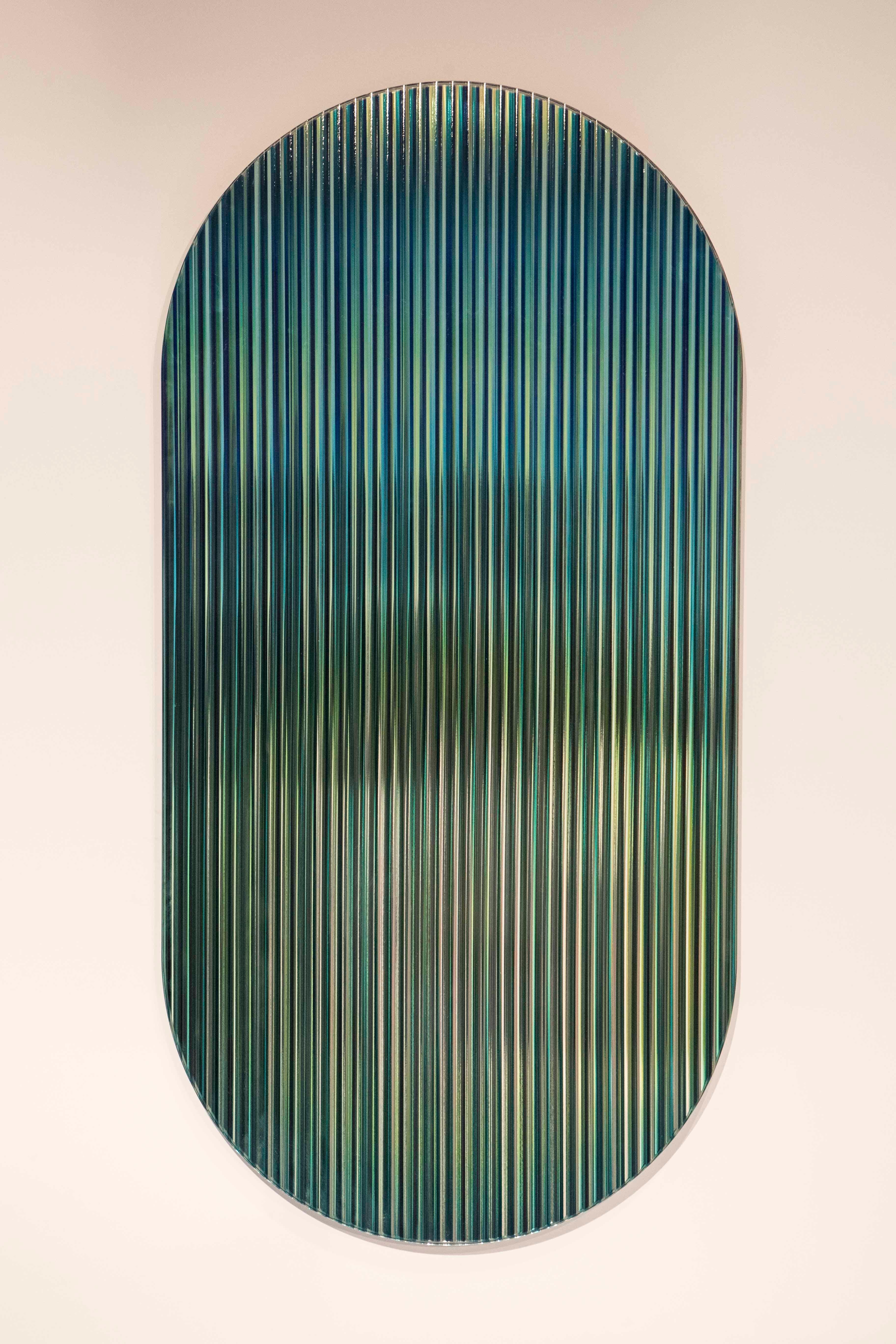 Contemporary Color Shift Panel Trichroic Green with Glass and Mirror, 1stdibs New York For Sale
