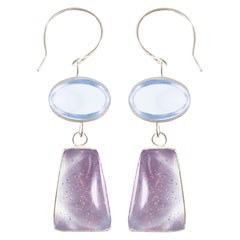 Aur Jewelry Color Shifting Glass and Sterling Silver Stacked Shift Drop Earrings