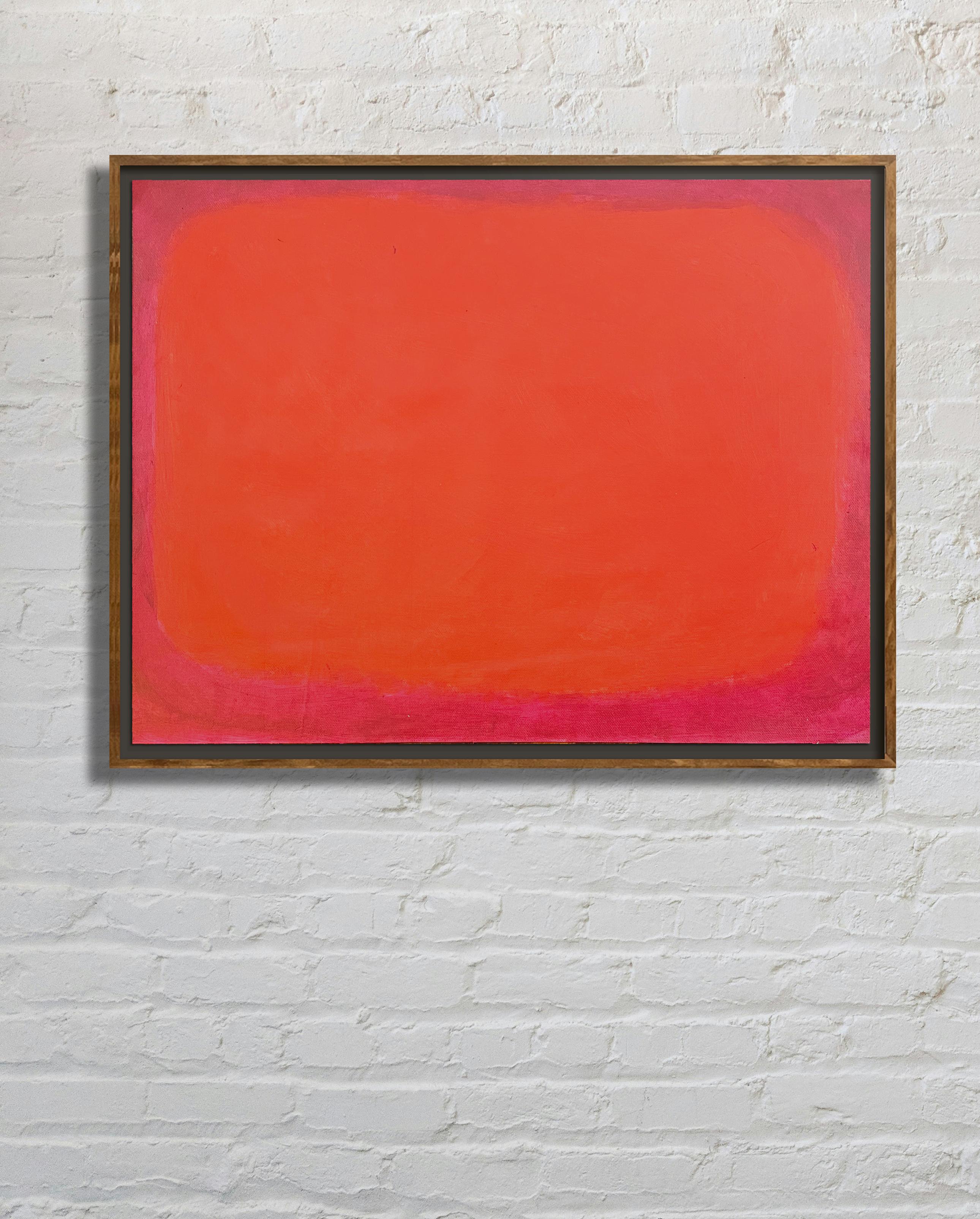 'Farbe Studie in Granatapfel' Abstrakte Malerei Italienisch Leinwand 27 x 22 in (Handbemalt) im Angebot