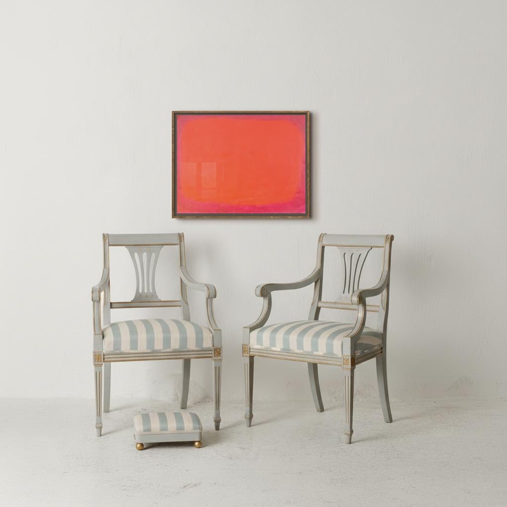 'Farbe Studie in Granatapfel' Abstrakte Malerei Italienisch Leinwand 27 x 22 in (Moderne der Mitte des Jahrhunderts) im Angebot