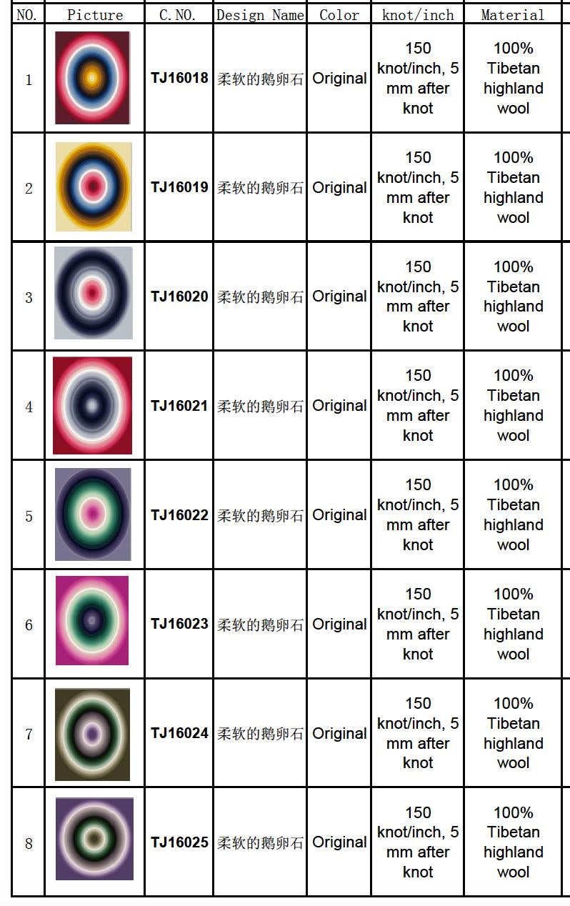 The vibrant and brilliant concentric circles create a vertiginous and hallucinating visual effect. Colors are either in logic sequence or in a random mix but always carefully orchestrated by the artist choosing from a textile palette of 1,200