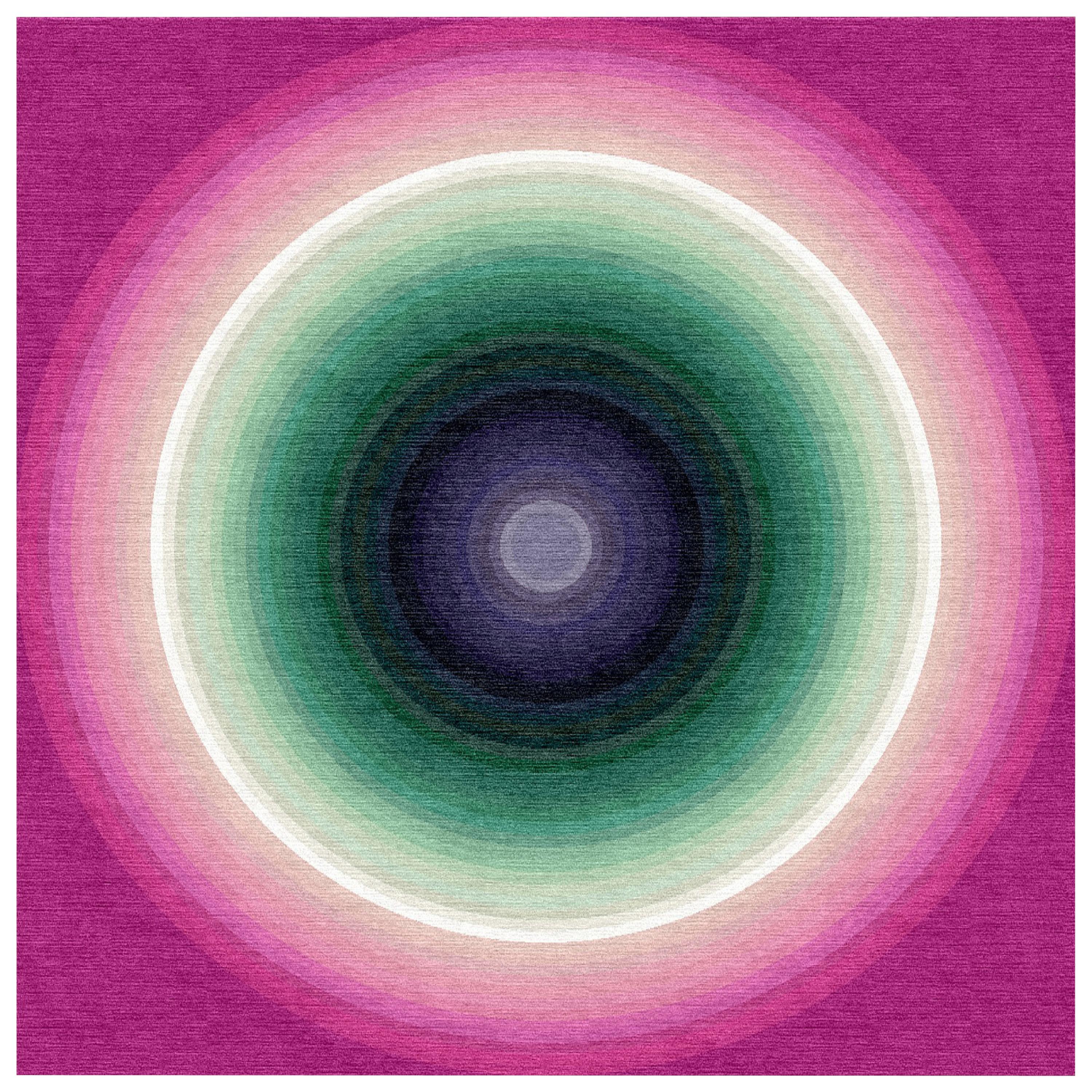 Color Wheel Tapestry or Carpet Pink Base Green Purple Tibetan Wool Customizable