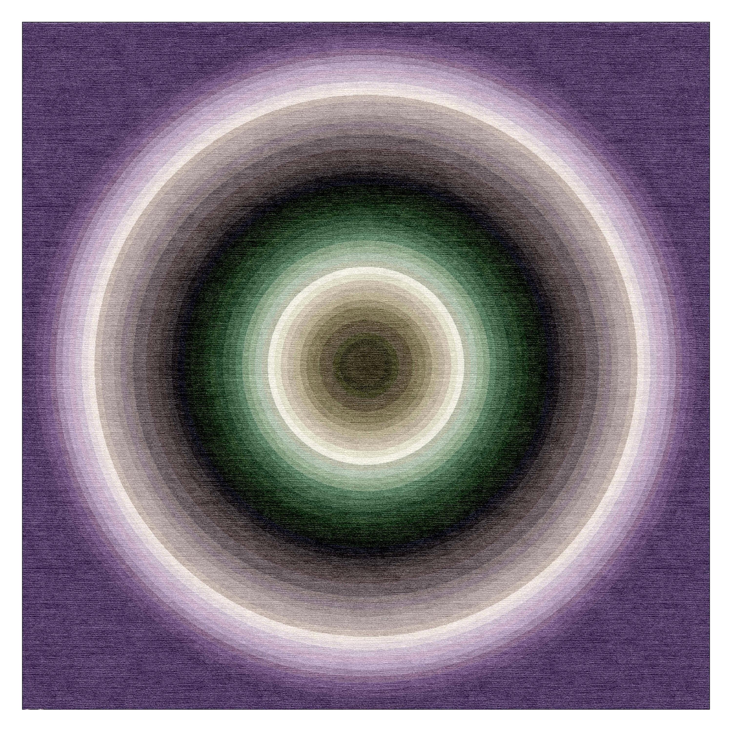 Color Wheel Tapestry or Carpet Purple Base Green Black Tibetan Wool Customizable