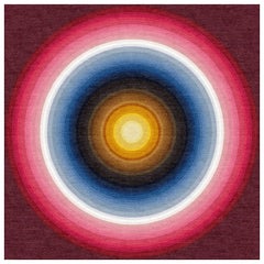 Color Wheel Tapestry or Carpet Red Base Blue Yellow Tibetan Wool Customizable