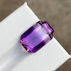 Color Zoned Rectangular Cushion Cut Purple Amethyst Gemstone for Ring & Pendant