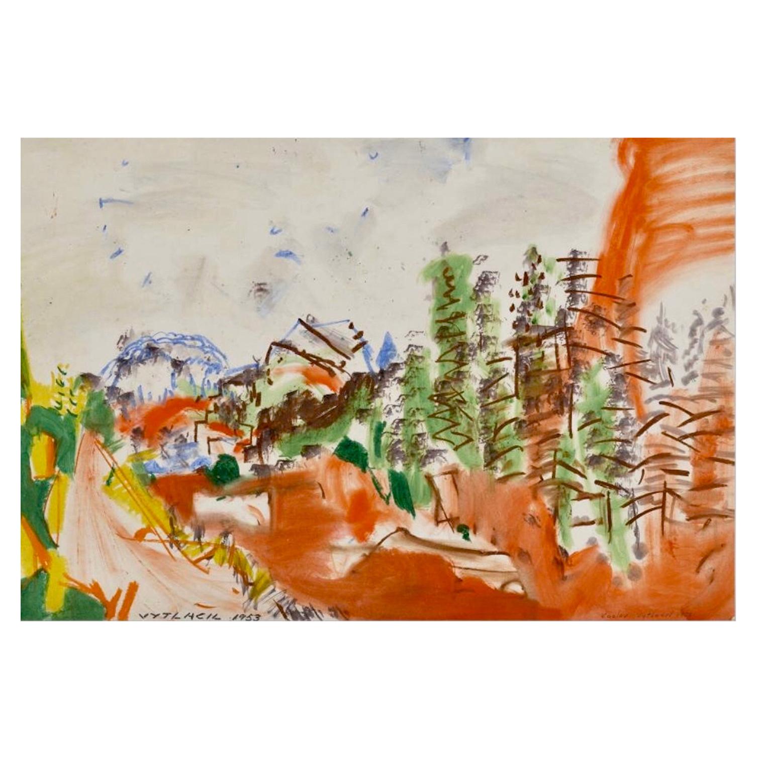 "Colorado Summer" by Vaclav Vytlacil, mixed media on paper For Sale