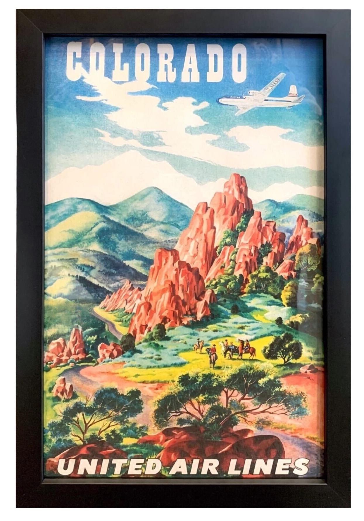 „Colorado“ Vintage-Reiseplakat der United Airlines von Joseph Feher, Vintage im Zustand „Gut“ im Angebot in Colorado Springs, CO